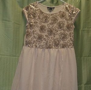 Beige Dress with Roses